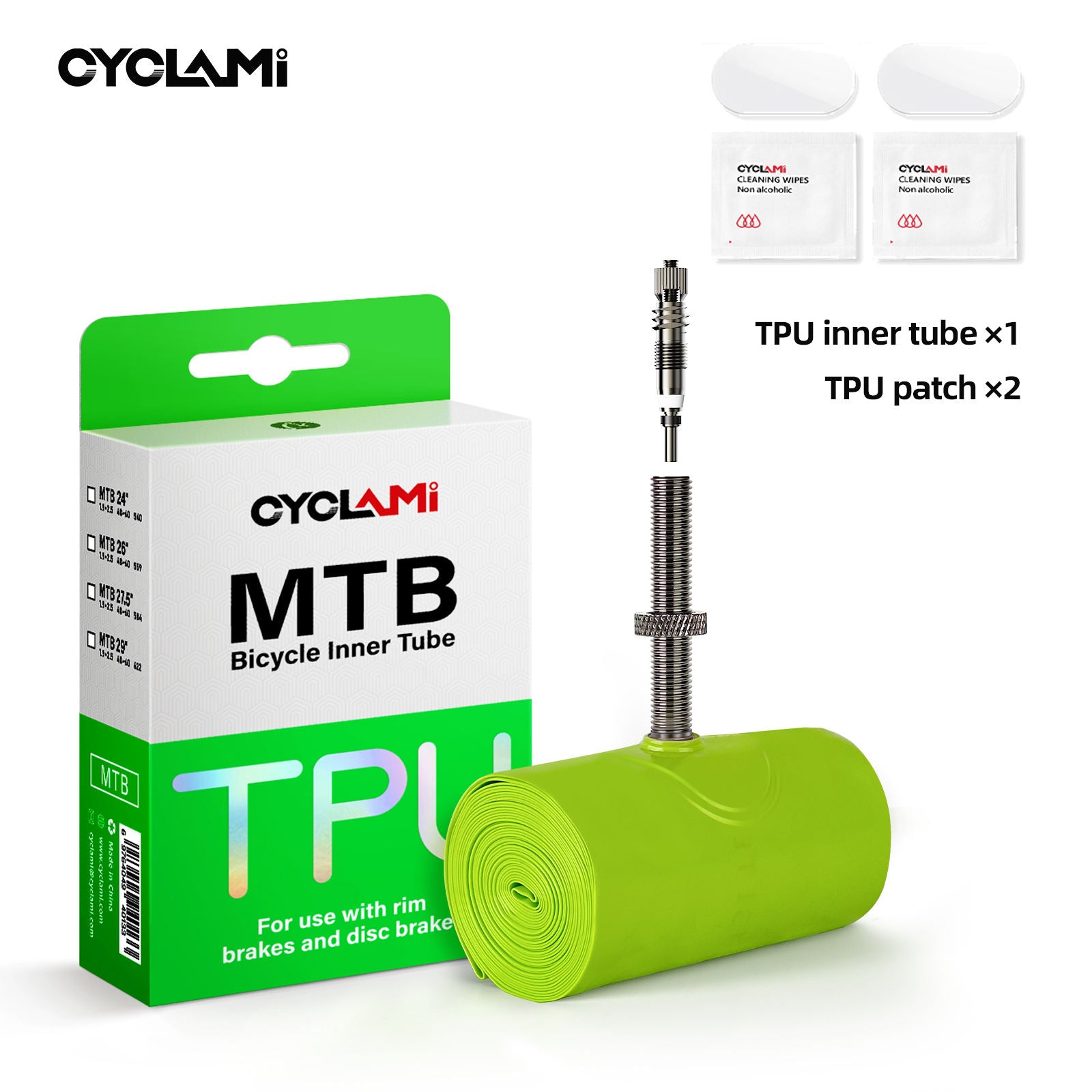 Cyclami Superlight TPU Bicycle Inner Tube With Removable Air Valve Core