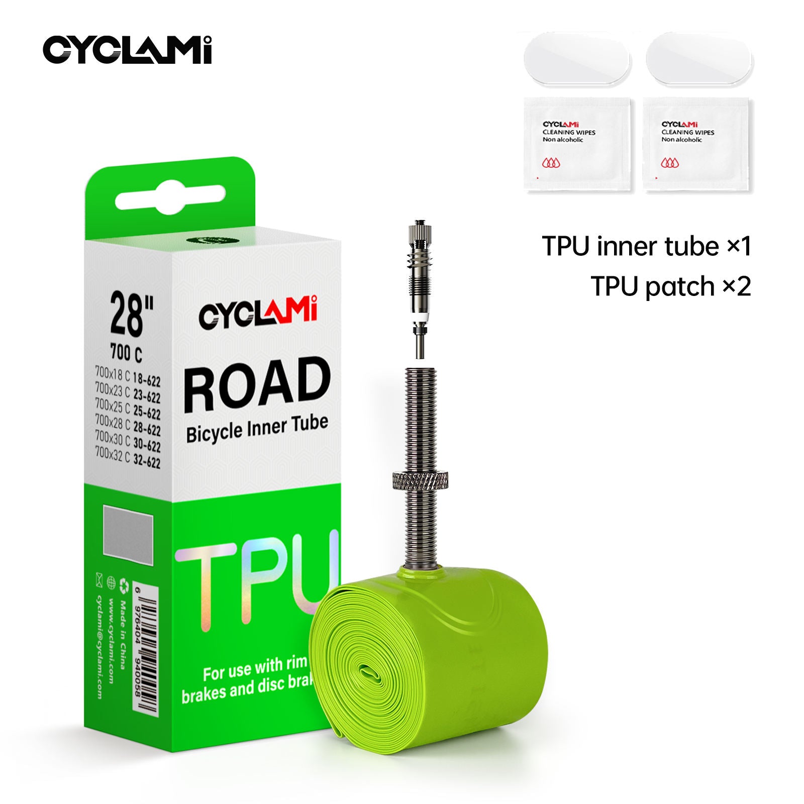 Cyclami Superlight TPU Bicycle Inner Tube With Removable Air Valve Core