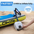 Electric paddle board pump takes 5 mins to fully inflate stand up paddle board