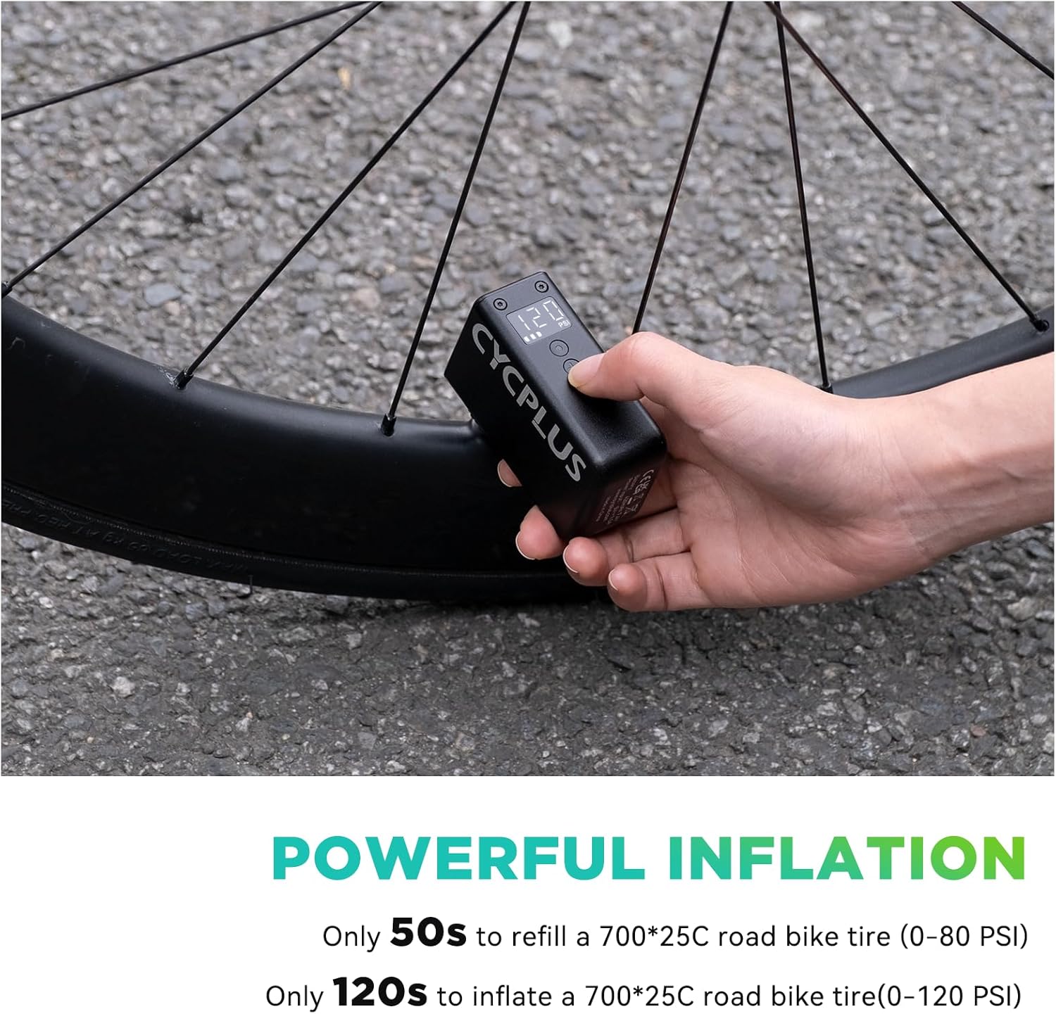 Cycplus AS2 Pro Max 2025 Mini Cube Electric Bike Pump Pressure Gauge For Presta And Schrader Valve