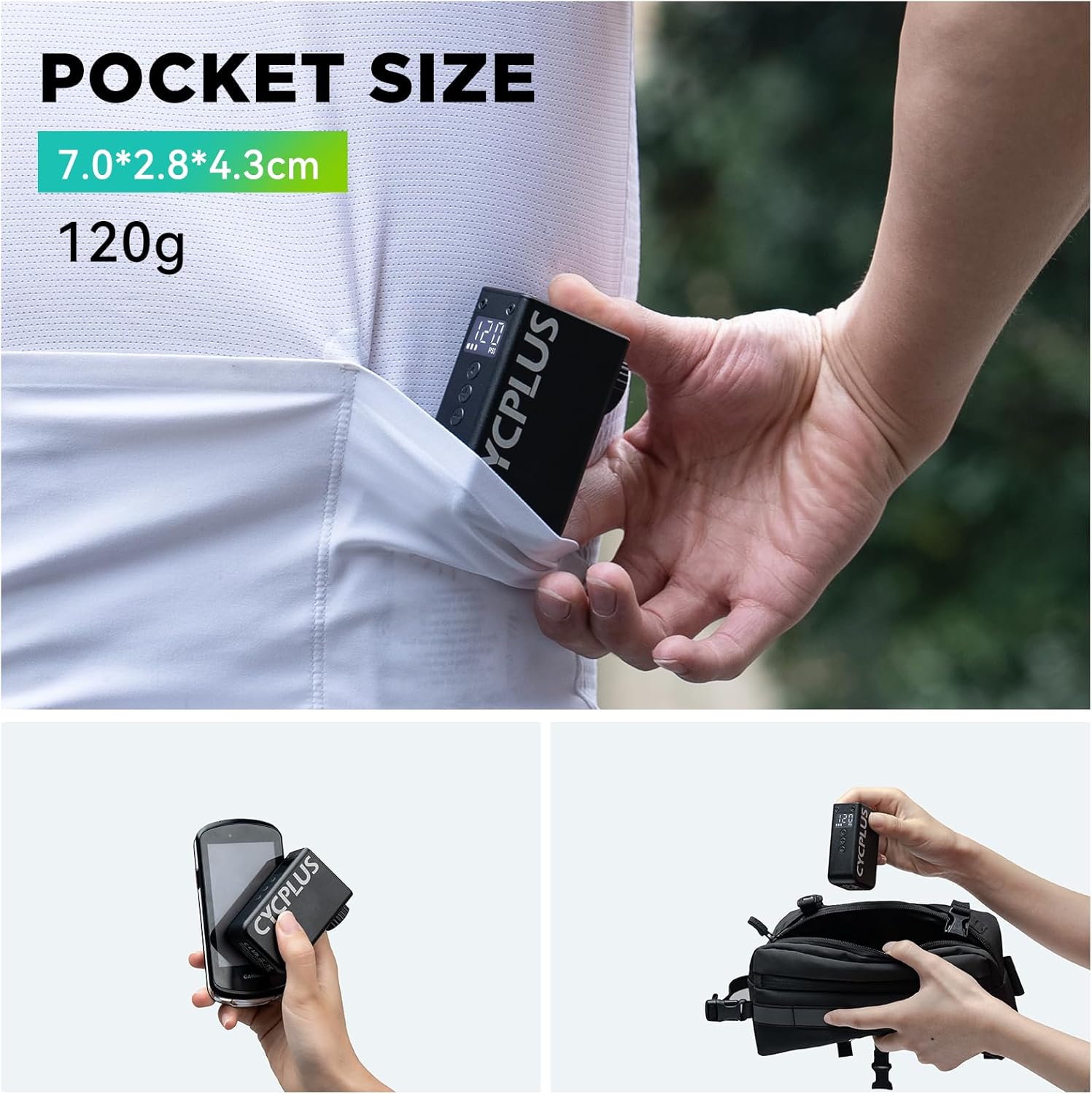 Cycplus AS2 Pro Max 2025 Mini Cube Electric Bike Pump Pressure Gauge For Presta And Schrader Valve
