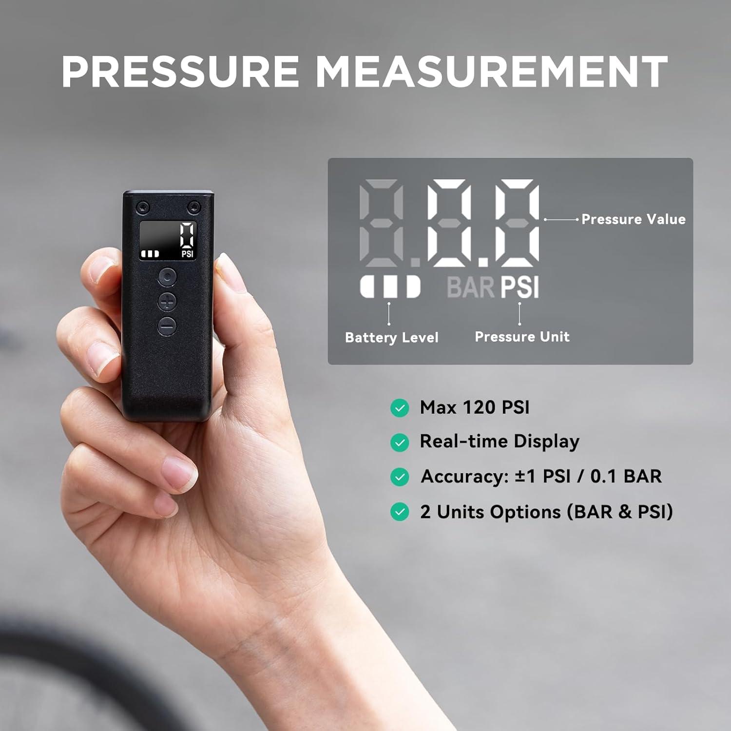 Cycplus AS2 Pro Max 2025 Mini Cube Electric Bike Pump Pressure Gauge For Presta And Schrader Valve - Sports Engineer