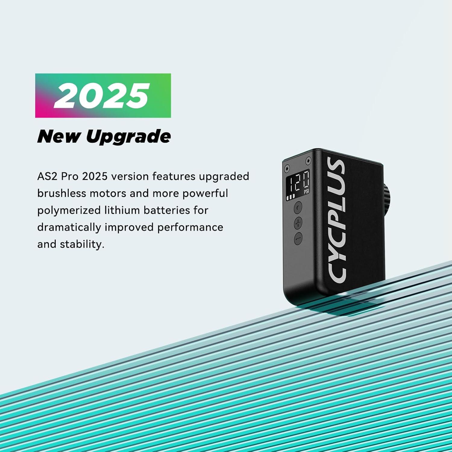 Cycplus AS2 Pro Max 2025 Mini Cube Electric Bike Pump Pressure Gauge For Presta And Schrader Valve - Sports Engineer