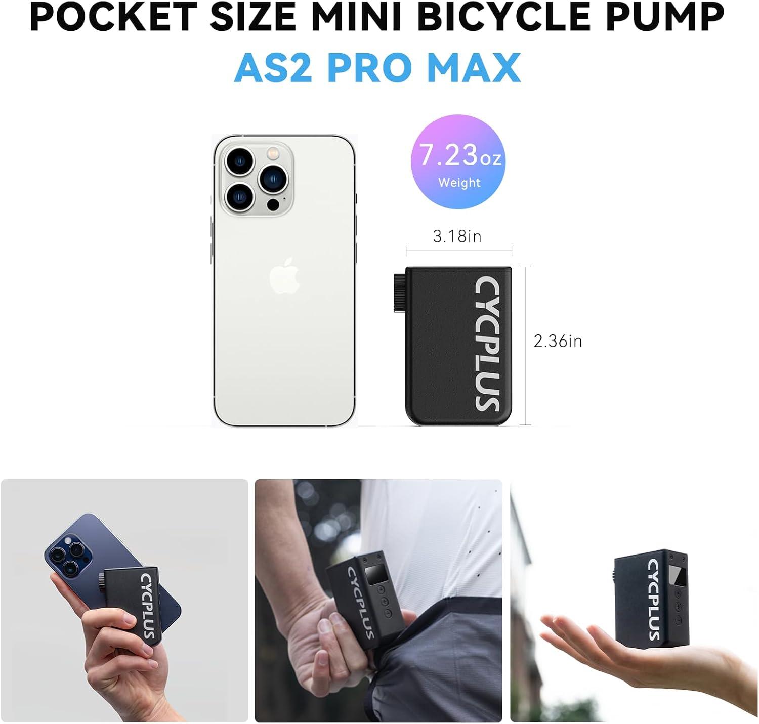 Cycplus AS2 Pro Max 2025 Mini Cube Electric Bike Pump Pressure Gauge For Presta And Schrader Valve - Sports Engineer