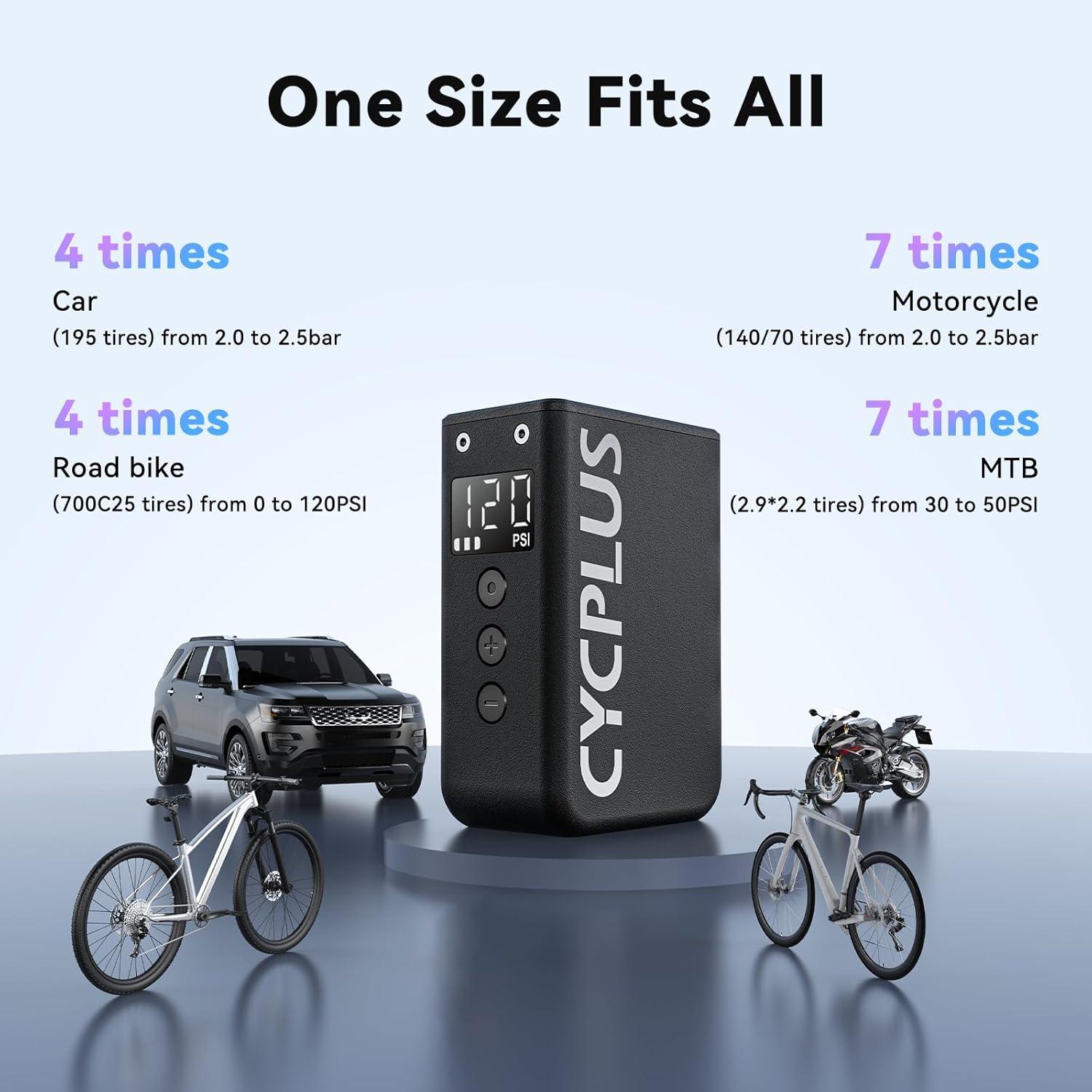 Cycplus AS2 Pro Max 2025 Mini Cube Electric Bike Pump Pressure Gauge For Presta And Schrader Valve - Sports Engineer