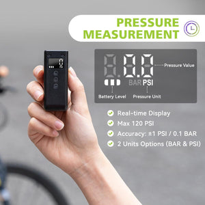 Cycplus AS2 Pro Max Mini Cube Electric Bike Pump Pressure Gauge For Presta And Schrader Valve