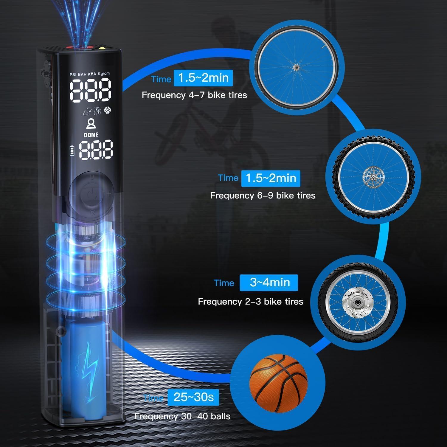 Woowind BP188 Electric Bike Pump Presta and Schrader Valves - Sports Engineer